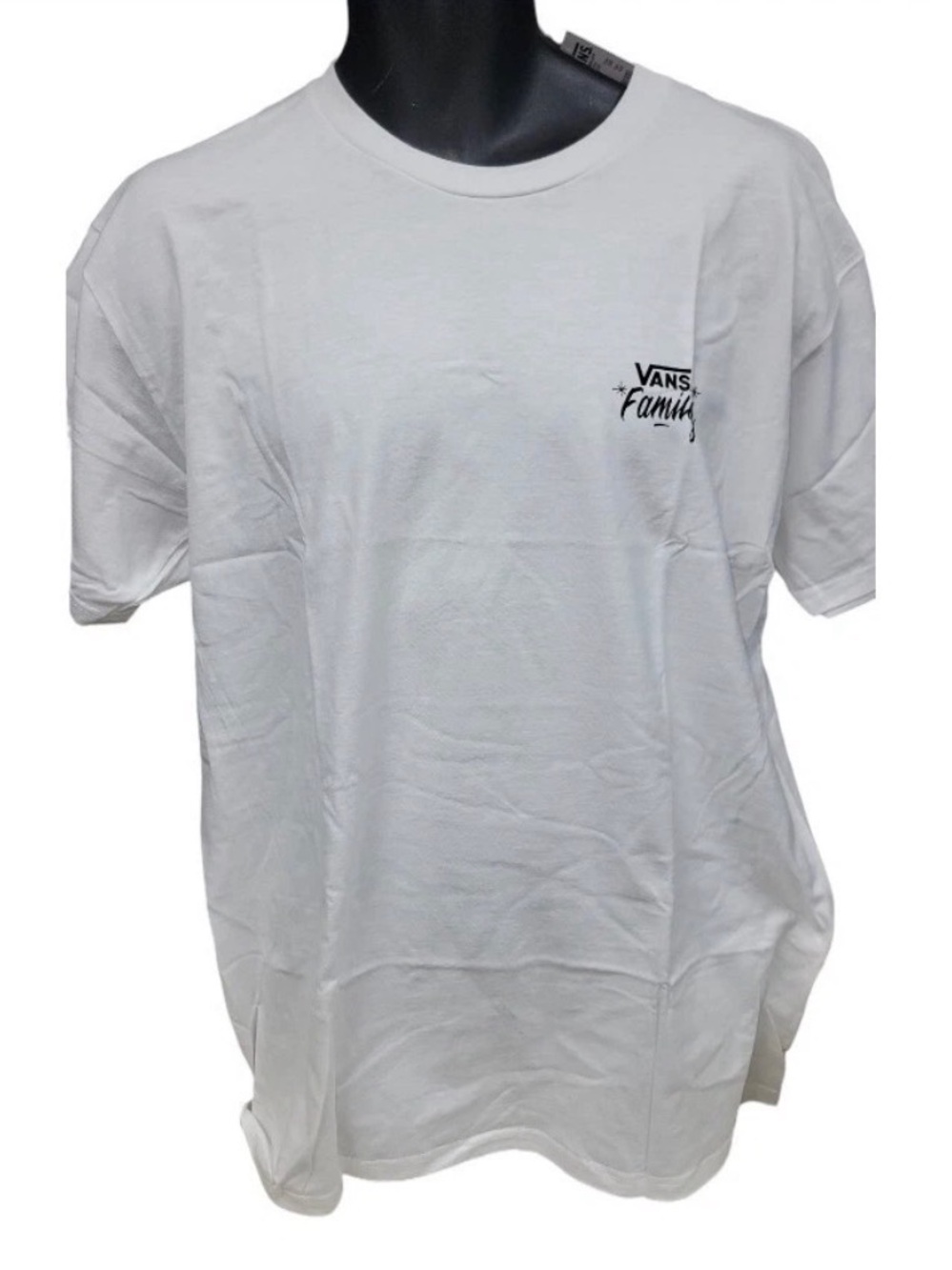 Vans White Short Sleeve Tee with Small Black Chest Logo